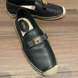 Michael Kors Black Loafers with Gold Detail